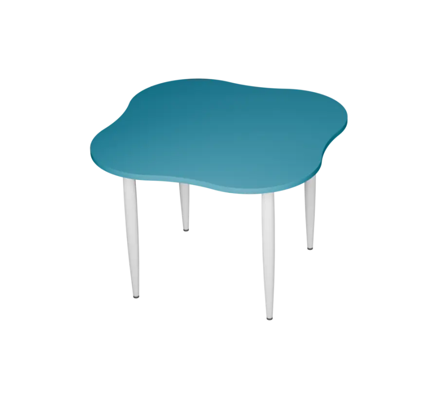 PLAYFORM 225 modulární hravé stoly, výška 750 mm, kovová podnož bílá, deska 25 mm, skandinávská modr